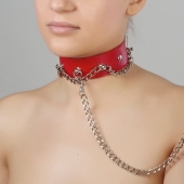 Красный ошейник из натуральной кожи - Sitabella - купить с доставкой в Оренбурге