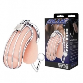 Серебристая металлическая клетка с анальным стимулятором Cock Cage - BlueLine - купить с доставкой в Оренбурге
