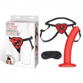 Красный поясной фаллоимитатор Red Heart Strap on Harness   5in Dildo Set - 12,25 см. - Lux Fetish - купить с доставкой в Оренбурге