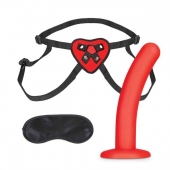 Красный поясной фаллоимитатор Red Heart Strap on Harness   5in Dildo Set - 12,25 см. - Lux Fetish - купить с доставкой в Оренбурге