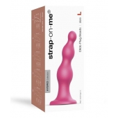 Розовая насадка Strap-On-Me Dildo Plug Beads size L - Strap-on-me - купить с доставкой в Оренбурге