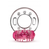 Розовое эрекционное виброкольцо Arouser Vibrating C-Ring - Blush Novelties