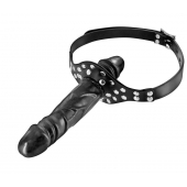 Черный кляп-фаллоимитатор Double Penis Gag - Fetish Tentation - купить с доставкой в Оренбурге