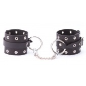 Черные кожаные оковы с люверсами - Crazy Handmade - купить с доставкой в Оренбурге