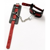 Черные оковы с красным декором и заклепками - Crazy Handmade - купить с доставкой в Оренбурге