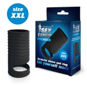 Черная открытая насадка на пенис с кольцом для мошонки XXL-size - 9,4 см. - Sex Expert - в Оренбурге купить с доставкой