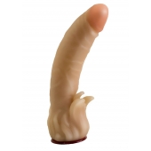 Телесная гелевая насадка-фаллос с клиторальными лепестками - 18,5 см. - LOVETOY (А-Полимер) - купить с доставкой в Оренбурге
