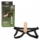 Телесный фаллопротез из силикона Extension with Harness - 15,75 см. - California Exotic Novelties - купить с доставкой в Оренбурге