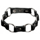 Кожаный черный ошейник с кольцами - Sitabella - купить с доставкой в Оренбурге