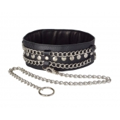 Чёрный ошейник с цепочками и поводком - Sitabella - купить с доставкой в Оренбурге