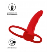 Красная насадка на пенис для двойного проникновения Black Red - 16,5 см. - ToyFa - купить с доставкой в Оренбурге