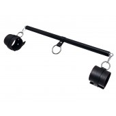 Черная распорка для ног с кожаными манжетами - Pecado - купить с доставкой в Оренбурге