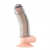Текстурированная насадка на пенис Clear Textured Penis Enhancing Sleeve Extension - 16,5 см. - BlueLine - в Оренбурге купить с доставкой