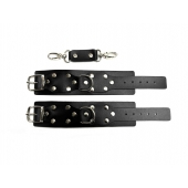 Черные кожаные наручники Sex Game - БДСМ Арсенал - купить с доставкой в Оренбурге