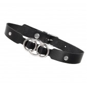 Черный кожаный ошейник со связанными кольцами - Pecado - купить с доставкой в Оренбурге