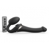 Черный безремневой страпон Multi Orgasm Size S с клиторальной стимуляцией - Strap-on-me - купить с доставкой в Оренбурге
