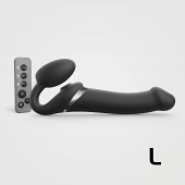 Черный безремневой страпон Multi Orgasm Size L с клиторальной стимуляцией - Strap-on-me - купить с доставкой в Оренбурге