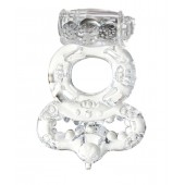 Прозрачное эрекционное кольцо с вибратором  и подхватом - Toyfa Basic - в Оренбурге купить с доставкой