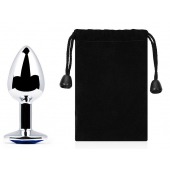 Анальное украшение BUTT PLUG  Small с синим кристаллом - 7 см. - Anal Jewelry Plug - купить с доставкой в Оренбурге