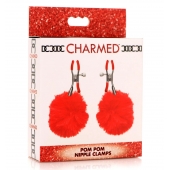 Красные зажимы на соски с помпонами Pom Pom - XR Brands - купить с доставкой в Оренбурге