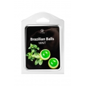 Набор из 2 шариков с массажным маслом Brazilian Balls с ароматом мяты - Secret Play - купить с доставкой в Оренбурге