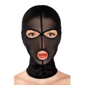 Черная сетчатая маска на голову с отверстиями для глаз и рта - Fetish Tentation - купить с доставкой в Оренбурге