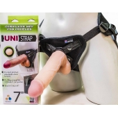 Страпон-унисекс с двумя насадками UNI strap 7  Harness - 19 и 16 см. - LOVETOY (А-Полимер) - купить с доставкой в Оренбурге