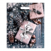 Новогодний пакет с принтом в виде подарков и вырубной ручкой (45х38 см) - Сима-Ленд - купить с доставкой в Оренбурге