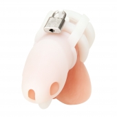 Белая клетка для пениса Silicone Small 2 in Cock Cage With Ball Divider - BlueLine - купить с доставкой в Оренбурге