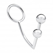 Кольцо на пенис с анальным стимулятором Two Bead Stainless Steel Anal Hook   Cock Ring - BlueLine - в Оренбурге купить с доставкой