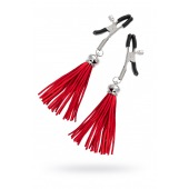 Зажимы на соски «Прищепки» с красными кисточками из замши - Pecado - купить с доставкой в Оренбурге