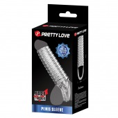 Прозрачная насадка на пенис с ребрышками и подхватом мошонки - Baile - в Оренбурге купить с доставкой