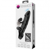 Черная вибронасадка на пенис с подхватом мошонки - 20 см. - Baile - в Оренбурге купить с доставкой