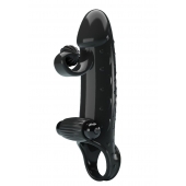 Черная вибронасадка на пенис с подхватом мошонки - 20 см. - Baile - в Оренбурге купить с доставкой