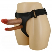 Темно-бежевый фаллопротез для двойного проникновения - 17,5 см. - Baile - купить с доставкой в Оренбурге