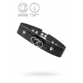 Черный чокер-ошейник со связанными кольцами на подложке - Pecado - купить с доставкой в Оренбурге