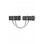 Черные кожаные наручники-браслеты из одного ремешка с люверсами - Pecado - купить с доставкой в Оренбурге