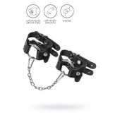 Черные кожаные наручники-браслеты из двух ремешков - Pecado - купить с доставкой в Оренбурге