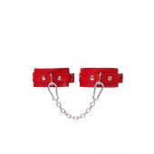 Красные кожаные узкие оковы со скруглёнными углами - Pecado - купить с доставкой в Оренбурге