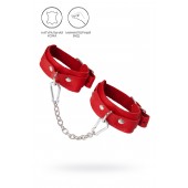 Красные кожаные узкие оковы со скруглёнными углами - Pecado - купить с доставкой в Оренбурге