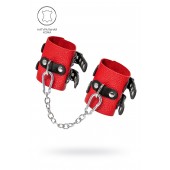 Красно-черные мягкие наручники с двумя ремешками с люверсами - Pecado - купить с доставкой в Оренбурге