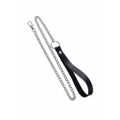 Поводок с ручкой из черной натуральной кожи и карабином для ошейника - Pecado - купить с доставкой в Оренбурге