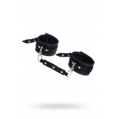 Черные двухслойные кожаные оковы с белой строчкой - Pecado - купить с доставкой в Оренбурге