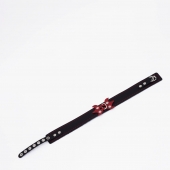 Черный ошейник с красным декором и строчкой - Crazy Handmade - купить с доставкой в Оренбурге