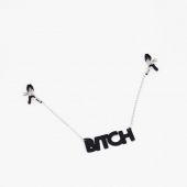 Зажимы на соски с кожаной подвеской Bitch - Crazy Handmade - купить с доставкой в Оренбурге