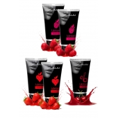 Набор из 5 съедобных лубрикантов JUJU (клубника х 2, малина х 2, вишня) - JuJu - купить с доставкой в Оренбурге