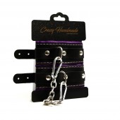 Черно-фиолетовые скругленные наручники с мягкой подкладкой - Crazy Handmade - купить с доставкой в Оренбурге