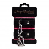 Черно-розовые скругленные наручники с мягкой подкладкой - Crazy Handmade - купить с доставкой в Оренбурге