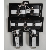Набор фиксаторов из черной и белой натуральной кожи - Crazy Handmade - купить с доставкой в Оренбурге