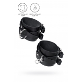 Черные кожаные оковы с двумя перекрёстными ремешками - Pecado - купить с доставкой в Оренбурге